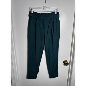 J. Crew Women's Green Wool Blend Paperbag Waist Tie Trousers Pants Size 4 Dressy
